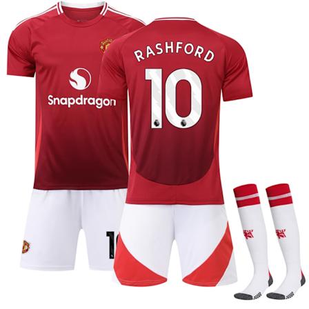 24-25 Manchester United Hemma Barn Fotbollströja Nr 10 Rashford- Perfet-WELLNGS Adult XXL