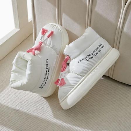 Rimocy Vandtætte Vinterstøvler til Kvinder - Komfortable Bløde Sål, Varme Sne Støvler, Tyk Plys, Casual Gåsko WHITE 40-41