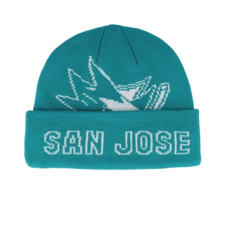 Mitchell & Ness - NHL Blauw cuff Beanie - San Jose Sharks K.o. Knit Teal Cuff @ Hatstore