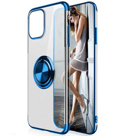 Samsung Galaxy S20 Ultra - Käytännöllinen silikonikuori sormustelineellä Blå