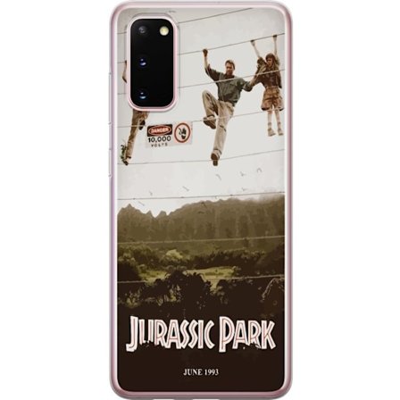 Kompatibel Mobilcover til Samsung Samsung Galaxy S20 Jurassic Park 1993 alternativ filmplakat med ikonisk scene, elektrisk hegn og retrostil