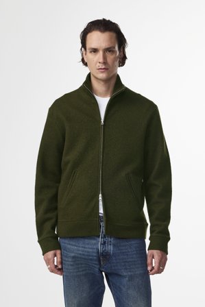 Boiled Full Zip 6398 Hybrid Herr Grön Merinoull