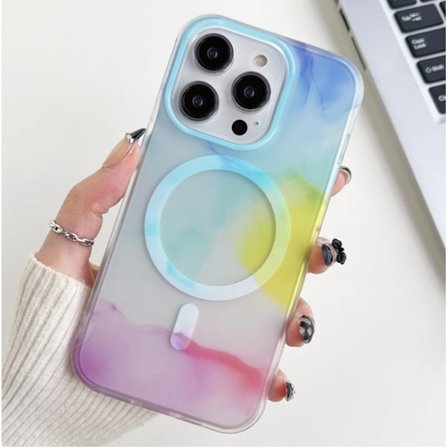 BOOM iPhone 14 Pro Max -puhelinkuori Magsafe vesiväri - Rainbow