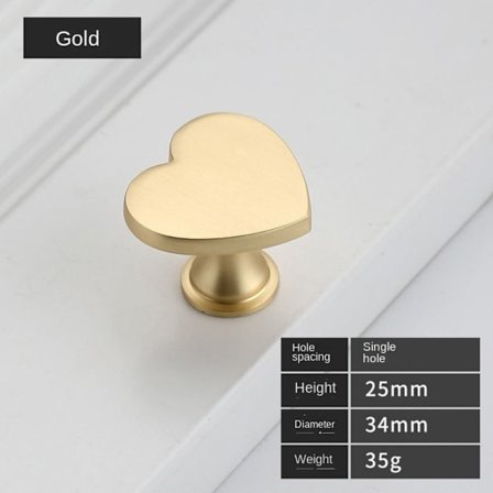 2stk Love Garderobe Dørhåndtak Skuffehåndtak GULL