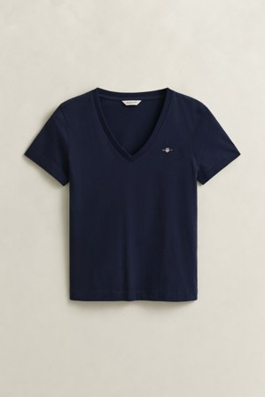 GANT Damen V-Neck T-Shirt (XXXL) Marineblau