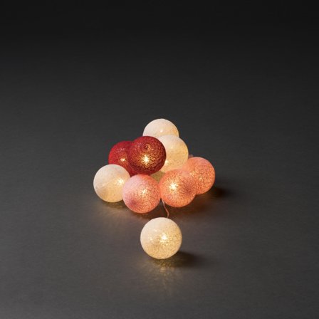 Konstsmide 3133-503 Lysslynge Garnkuler, hvite/røde/rosa 10 stk, Belysning