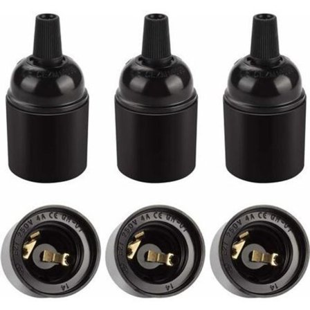 Musta Vintage E27 -kanta, Retro Edison -riippuvalaisin, Massiivinen Bakeliittilamppuadapteri, Täydellinen Koristeluun, Teollisuuteen ja DIY-