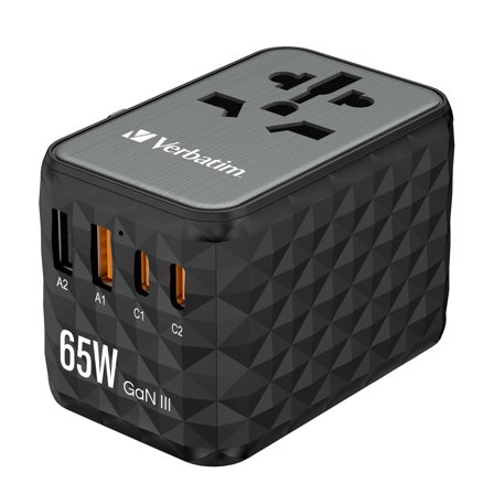 Verbatim UTA-05 GaN 65W reiselader 2 x USB-C, 2 x USB-A