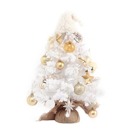 LED-julgran med rosett, glänsande julgranskulor, design som lyser, litet träd, skrivbordsdekoration, fotorekvisita