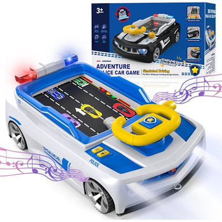 Børns musikalske ratlegetøj til drenge, der kører politibilspil, børns simuleringskørsel legetøj til børn i alderen 4-8, lærerigt legetøj til børn