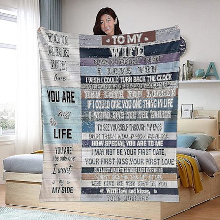 Gave til min kone Tepper fra ektemann, Konegaver til Valentinsdag, luksuriøst teppe til sengetøy (51*60 tommer)