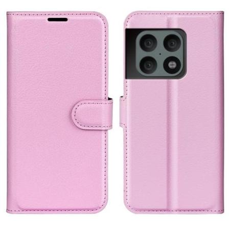 Oneplus 10 Pro 5g Fodral Litchi Textur Ljus Rosa
