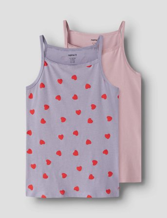 name it Nkfstrap Top 2P Lavender Hearts Noos - Red - 122-128