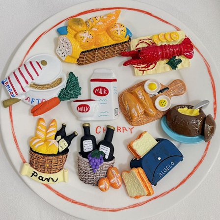 9 stk. Madmagneter til Køleskab Magneter, 3D Harpiks Søde Mad Fri,ZQKLA