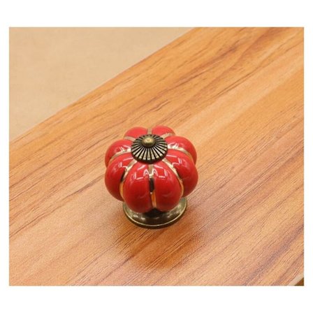 Kampanjknopp i keramik - 6 x keramiska lådknoppar Pumpa knoppar för kök och skåp (röd)