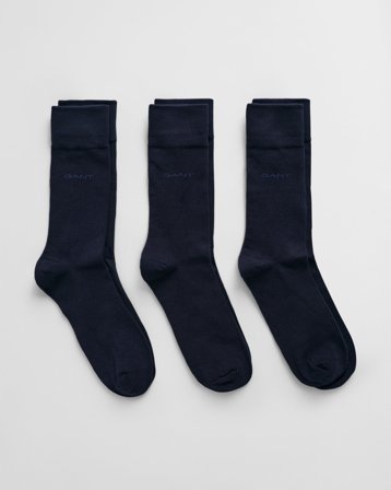 GANT Herren 3er-Pack Weiche Baumwollsocken (43-45) Marineblau