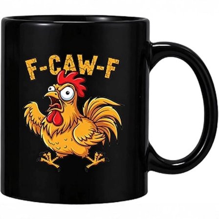 F-Caw-F Rolig Kycklingmugg Keramisk Kaffemugg, F-Caw-F Sarkastisk Mugg, 33 cl Tupp Humoristiska Muggar, Galen Tupp Kyckling Humor Kaffekopp Gåva