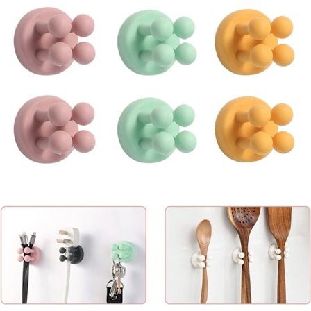 6 stk Silikon Tannbørsteholder Henger Multifunksjonell Vanntett Se