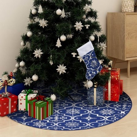 VidaXl Julgranskrage Lyxig Med Blå Strumpa 122 Cm Tyg - Litenleker