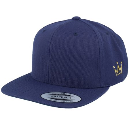 Iconic - Blå snapback Kasket - Crown Side Embroidered Navy Snapback @ Hatstore