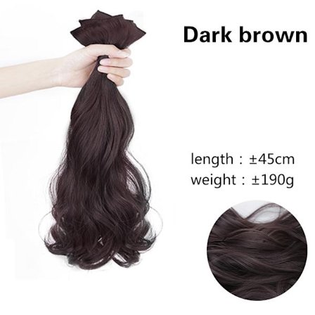 PAGEUP Synteettinen hiuspidennys Aaltoilevat hiukset Lämmönkestävä Fiber Fake Hair Peruukki Pitkät hiukset kahdella klipsillä Kolmiosainen puku