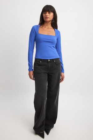 NA-KD Haut à épaules pointues - - Bleu - XXS