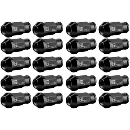 Hjulmøtrikker, Aluminium Bil Dæk Skrue Racing Lug Møtrik M12X1.5 (20 Pak)(Sort)