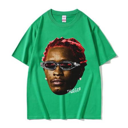 Räppäri Nuori Thug Thugger Punainen Vintage Graafinen T-paita Miesten Naisten Hip Hop Street T-paita Green L