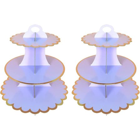 2 Pak Papir Kage Stativ, 3-lags Papir Cupcake Stativ Dessert Kage Tårn Runde Kage Stativer