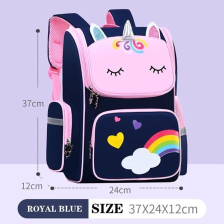 Barneskoleelever Ryggsekk Unicorn 3D tegneserie skoleveske for barn Ny barnehageveske for jenter Gutt Søt regnbue - Perfet navys