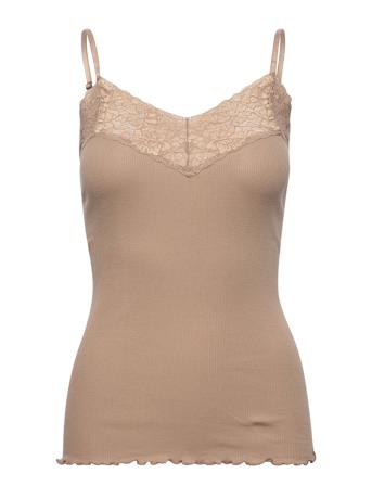 Organic Strap Top W/ Lace Brown Rosemunde