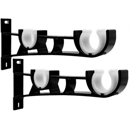 2-pakning svarte gardinstangfester i aluminium