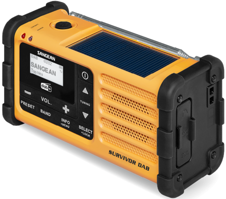 Sangean MMR-88 DAB med solcelle og sveiv Gul