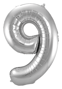 Sifferballong Jumbo 86 cm Silver "0-9" Siffra 9