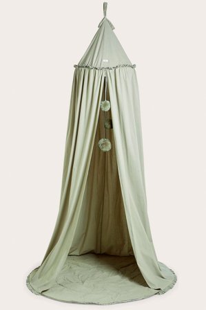 Newbie | Namiot do zabawy, z pomponami | Ciemnozielony