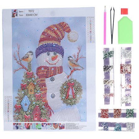 Diamantmaleri DIY Vinter Snemand Diamantmaleri Dørhængende Vægdekoration