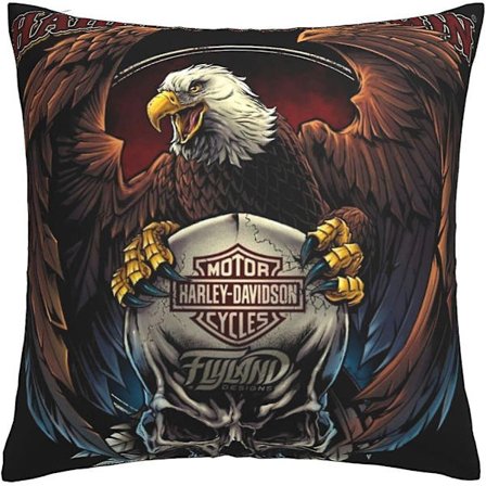 Bløde pudebetræk, Harley Davidson dekorative store firkantede farverige vaskbare pyntepudebetræk til stue, sofa, soveværelse (FMY)