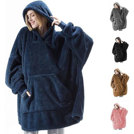 Hoodie-tæppe, Oversized Sherpa-hoodie, Bærbar Hoodie-trøjetæppe, Superblødt varmt og behageligt tæppe-hoodie, One Size passer til alle voksne