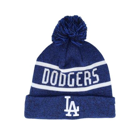 New Era - MLB Bleu pom Bonnet - Los Angeles Dodgers Jake Cuff Knit Navy/White Pom @ Hatstore