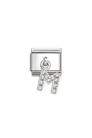 CHARMS Letter cz & 925 Sterling Silver M