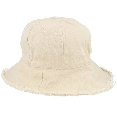 Headster - Kids Raw Edge Pale Beige Cloche Hat Bucket Beige Hat - @ Hatstore