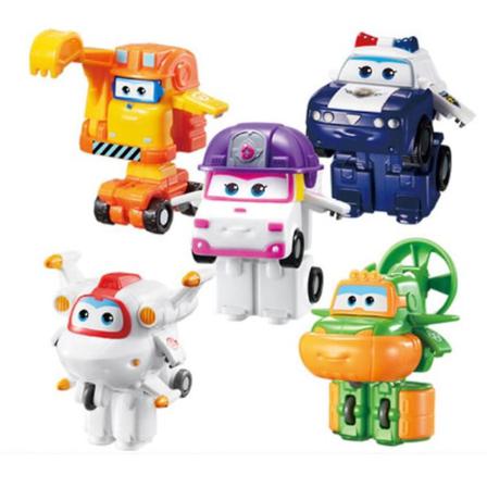 4st Super Wings 5 Mini Figurleksak Deformerbar