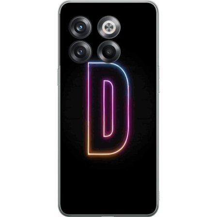 Kompatibel Mobilcover til OnePlus OnePlus 10T Minimalistisk neonbogstav D i farveskiftende lys mod sort baggrund i moderne digital design