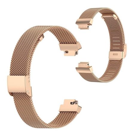 Fitbit Ace 2 / Inspire HR milanese stainless steel watch band - Rose Gold / Size: L