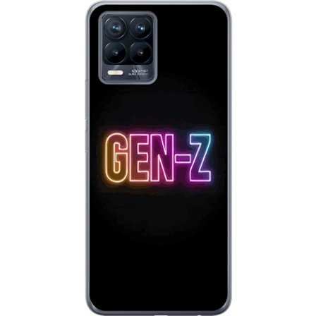 Kompatibel Mobilcover til Realme Realme 8 Neontekst Gen Z i farverigt lys mod en mørk baggrund i moderne digital stil