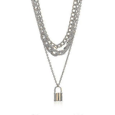 Metallås Hängsmycke Halsband Dam Lager-på-lager Halsband Hänglås Halsband Kristallhalsband Uttryckssmycke