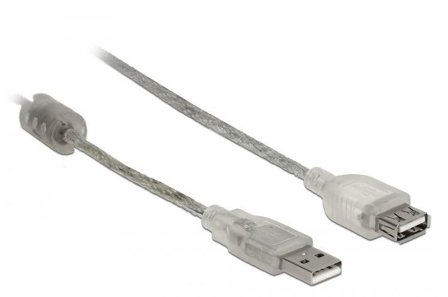 Delock Extension cable USB 2.0 Type-A male > USB 2.0 Type-A female 0.3 m transparent