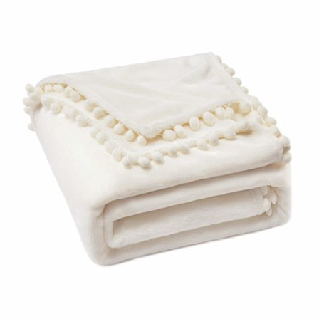 Pehmeä viltti, fleece-viltti, flanellipompom-viltti, yksivärinen viltti, sohvahuopa, pörröinen torkkupeitto, mikrokuitupeitto, sohvahuopa, viltti