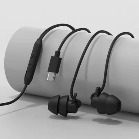 USB-C headset in-ear hörlurar sömnljudisolering - svart