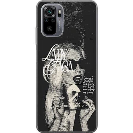 Yhteensopiva Puhelinkuori Xiaomi Redmi Note 10S Lady Gaga mustavalkoinen retrojuliste aurinkolaseilla ja pop-taide-estetiikalla